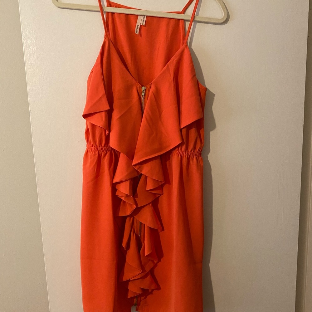 Orange zip front dress